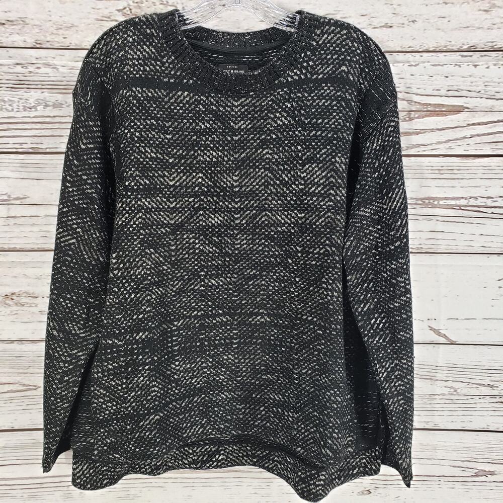 Lucky Brand Women's Black Knit Long Sleeve Pullover Sweater Top Size Large